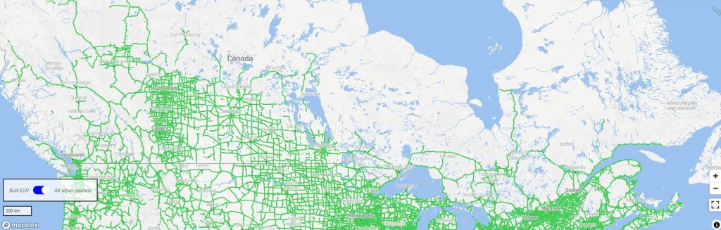 Chevy Silverado using Super Cruise on a divided highway in Canada